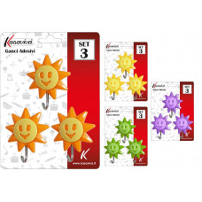 SET 3 GANCI ADESIVI FIORI/SOLE COLOR 1167 (24pz)